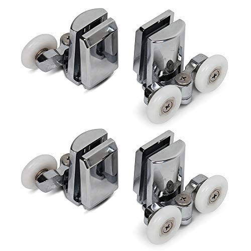 YUANQIAN Stainless Steel 20mm Shower Door Twin Rollers Runners – Set of 4-Top & Bottom
