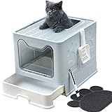 UIMNJHUKE Foldable Cat Litter Box with Lid, Extra