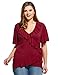 Meaneor Women's Plus V Neck Short Sleeve Asymmetrical Peplum Hem Blouse Top Size L-4X