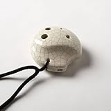 6 Hole Tai Chi Pendant Ocarina– Ceramic - White Crackle Finish– Soprano G – Focalink -Perfect Travel Companion - Easy to Play – Free Tutorial & Songbook Included