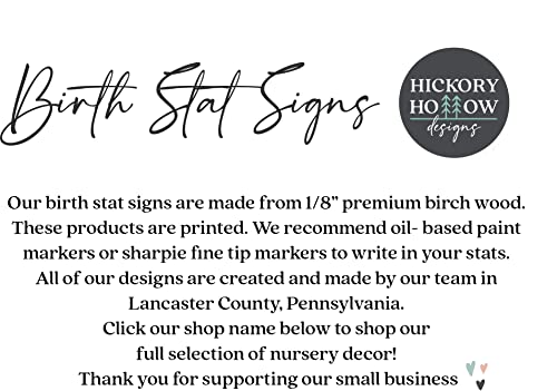 Birth Stat Sign Personalized for Newborn Baby, Scarlett James Design, Crib & Nursery Decor, Photography Prop, Baby Shower Gifts, Gender Reveal, Pregnancy Announcement, Hickory Hollow Designs