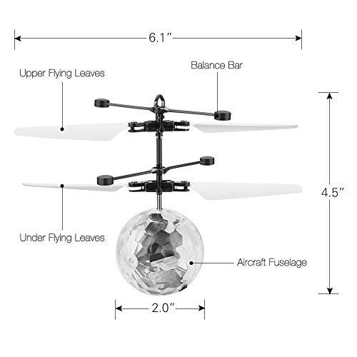 KOMAKE Flying Ball Toys, RC Flying Toys for Kids Rechargeable Light Up Flying Ball Drone Infrared Induction Helicopter Ball with Remote Controller for Indoor and Outdoor Games