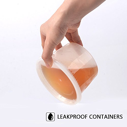 48pk SZUAH Deli Containers with Lids - 16oz Clear Take Out Deli Cups - Food Grade Plastic Meal Prep Containers - BPA Free & Leakproof, Microwaveable, Freezer & Dishwasher Safe