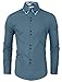 TAM WARE Mens Trendy Slim Fit Inner Checkered Button Down Shirt TWNMS323S-STEELBLUE-US M