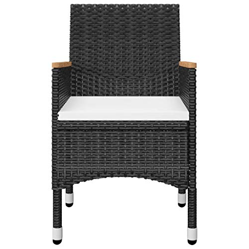 vidaXL Bistroset 3-TLG. Gartenmöbel Balkonset Balkonmöbel Sitzgruppe Gartenset Gartengarnitur Tisch Stühle Poly Rattan Hartglas Schwarz – Bild 5