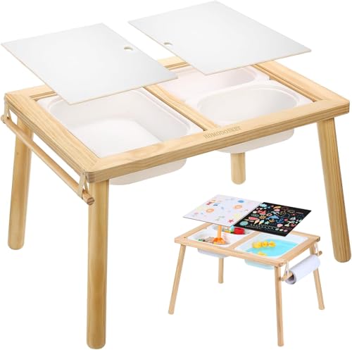 Homodoskey Sensory Table, Study Dining Toys Storage Table for Kids, Activity Table with Storage Bins-Multifunctional Toddler Activity Table Promotes Sensory Experiences and Growth