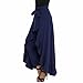 Lrady Women's Ruffle Plain Wide Leg Split Tie-Waist Maxi Long Palazzo Overlay Pant Skirts, Navy,s XL