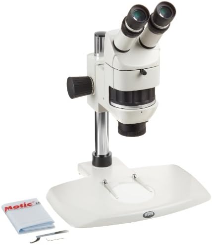 Motic1100200900261 K-700P Binocular Stereo Zoom Microscope, WF10x Eyepieces, 6x-31x Magnification, 0.6x-3.1x Zoom Objective, 1x Auxiliary Objective, Infinity Optical System, Ambient Illumination, Fixed Stage