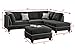 Poundex Bobkona Viola Linen-Like Polyfabric Left or Right Hand Chaise Sectional Set with Ottoman (Pack of 3), Black
