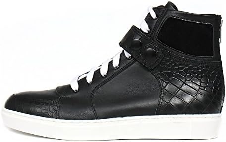 Anaconda Pattern Black Leather Back Zipper High Top Sneakers