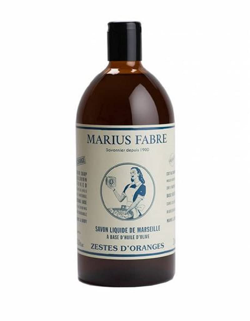 Refill Savon de Marseille, Olive oil soap with essential oils, Marius Fabre, 1000 ml - Orange zest (Zestes d'Oranges)