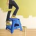 Acko 2-in-1 Dual Purpose Folding Step Stool Two Step Ladder Durable Plastic Folding Stool with Pedal Easy Storage 15 Inches Height 300 lbs Capability Blue