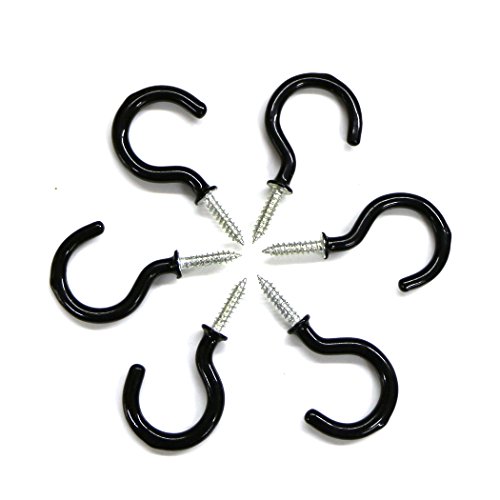 Aoyoho 60Pcs Vinyl Coated Screw-In Ceiling Hooks Cup Hooks Light Hooks(Black) - Thumbnail 4