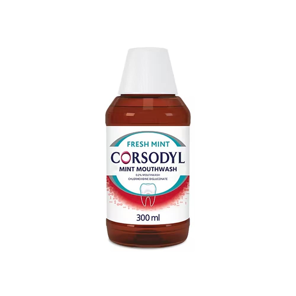 Corsodyl Fresh Mint Intensive Treatment Mouthwash For Bleeding Gums, Irritated Gums, Mouth Ulcer and Bad Breath Mouthwash, 300ml