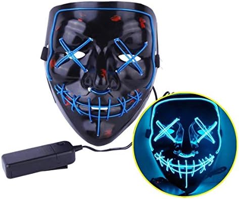J Robin Halloween Mask Xmas Present LED Light up Purge Mask for Festivals Halloween Costume Rave and Cosplay (Blue)