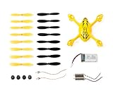 Genuine Hubsan Spare Parts Crash Pack for X4 H107C Quadcopter Drone, Includes Body Shell, 8 Pairs of Yellow and Black Propellers, LiPo Battery, 4x Rubber Feet, 2x Motors, 2x LED Lights