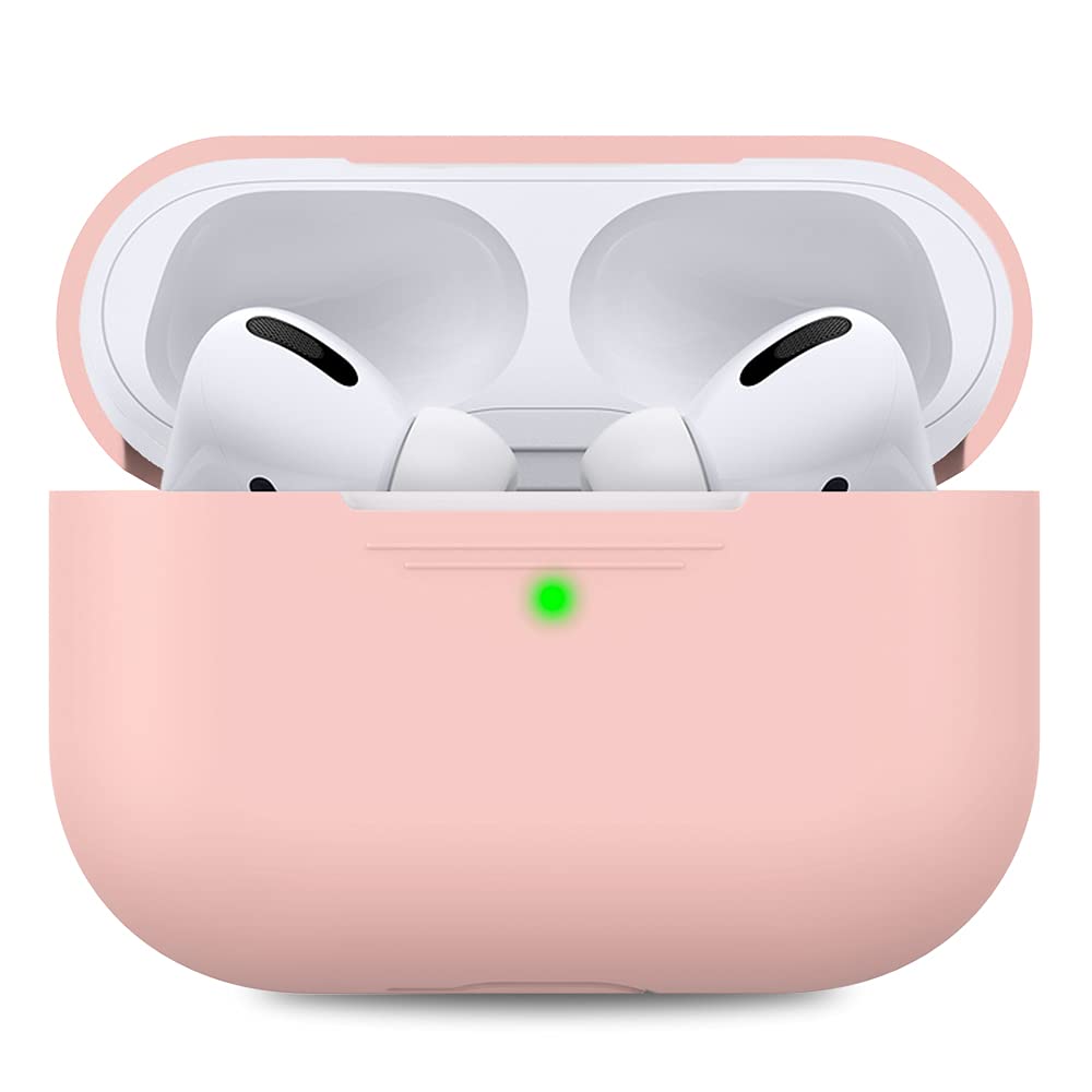 AHASTYLE AirPods Pro Case Protective Cover [Front LED Visible] Compatible with Apple AirPods Pro 2019 (Without Carabiner, Pink)