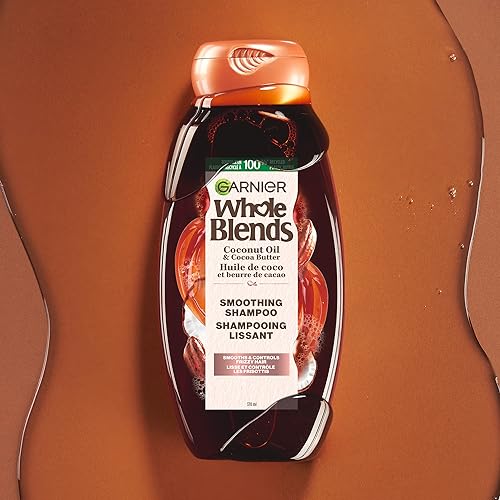 GARNIER WHOLE BLENDS COCONUT OIL & COCOA BUTTER SCENT SMOOTHING SHAMPOO FOR FRIZZY HAIR, PARABEN-FREE, NOURISHING, UNISEX, 12.5 FL OZ