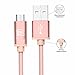 LAX Gadgets Durable Nylon Braided Tangle Free 2.0 Micro USB Android Charging and Data Sync Cable for Samsung, HTC, Motorola, Nokia, Kindle, MP3, Tablet and More[10 Feet-Rose Gold]