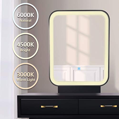 FUNKOCO Vanity Table Set with Lighted LED Touch Screen Dimming Mirror