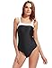 One Piece Swimsuit For Women Vintage Black Push Up Bathing Suits With Padding M