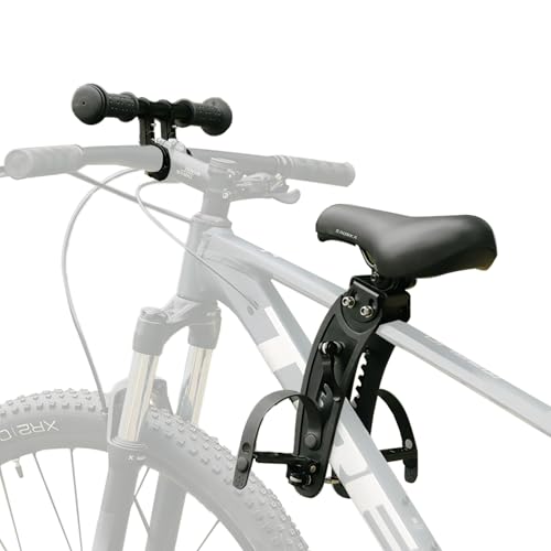 saurka Kid Bike Seat Front Mounted and Handlebar for Mountain Bike Parent-Child Cycling, Child Bicycle Seat&Child Handlebar for All Adult MTB Bike Cycling(Foldable/Not Foldable Pedals)