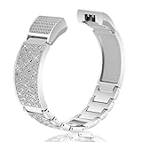 Nigaee For Fitbit Charge 2 Bands Small Large, Stainless Steel Fitbit Bands Charge 2 Fitbit Charge 2 Replacement Bands Fitbit Charge 2 Wristbands Fit bit Charge 2 Bands For Women Men Bangle 2 Silver