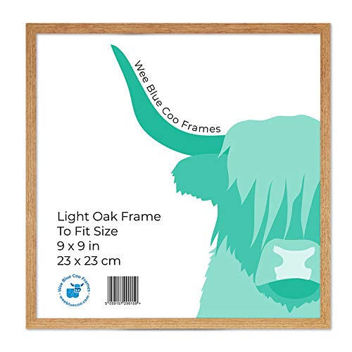 Wee Blue Coo 9x9 Light Oak Wooden Picture Frame 9 x 9 Inch (22.86 x 22.86cm) Picture Framing Glass Photo Frame