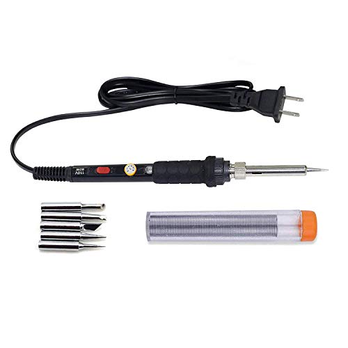 GLE2016 Electric Soldering Iron Kit 60W Adjustable Temperature Welding Soldering Iron with 5pcs Different Tips, 1 Solder Wire 1.0mm Dia. (Soldering Irons) (Upgrade Black) - Thumbnail 6