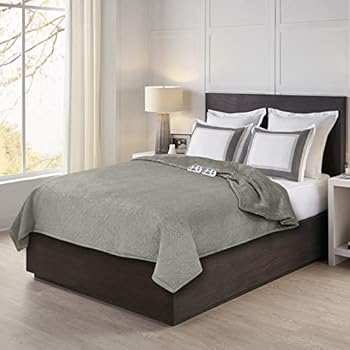 Serta | Designer Pinsonic Fast Heating Electric Blanket with Auto Shut Off, Queen, Grey