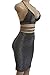 ioiom Women Solid Glitter Halter Sleeveless Cocktail Party Bodycon Midi Dress Black M