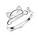 S&E Women's 925 Sterling Silver Rings Simple Cute Cat Design Opening Finger Ring (Cute Cat)