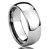8MM Titanium Comfort Fit Wedding Band Ring High Polished Classy Domed Ring (6 to 14)