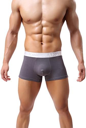 Men Underwear -Men's Fashion Letter Printed Boxer Brief Bulge Pouch Underpant Modal Soft U Convex Plain Short