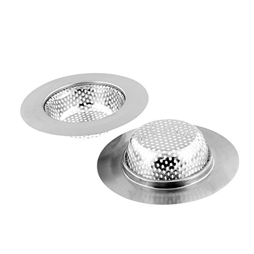 U.S. Kitchen Supply - 2 Pack of Stainless Steel Micro Perforated Kitchen Sink Strainers - 4.5" Diameter, 2.75" Bowl -, Catch Waste, Prevent Clogs Also Works for Acrylic Paint Pouring Technique