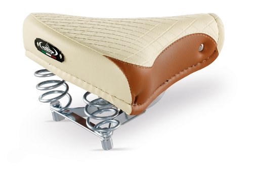 1750 Export Men and Women’s Leather Bicycle Saddle for City Bike, Beach Cruiser, Dutch Bicycle in Vintage Retro Look, Available in Various Colours – Made in Italy, Brown / Cream