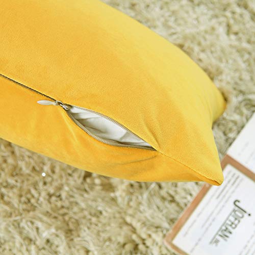 COMFORTLAND Lumbar Throw Pillow Cases,2 Pack, Solid Soft Velvet Rectangular Decorative Pillow Covers,Accent Pillowcases,Euro Cushion Covers for Farmhouse, Couch,Sofa,Kids,12 x 20 Inch,Orange Yellow - Thumbnail 6