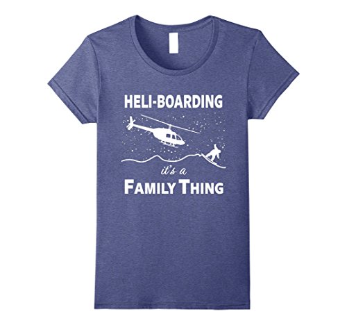 Womens Family Heli-boarding T-Shirt Helicopter Extreme Sports Snow XL Heather Blue