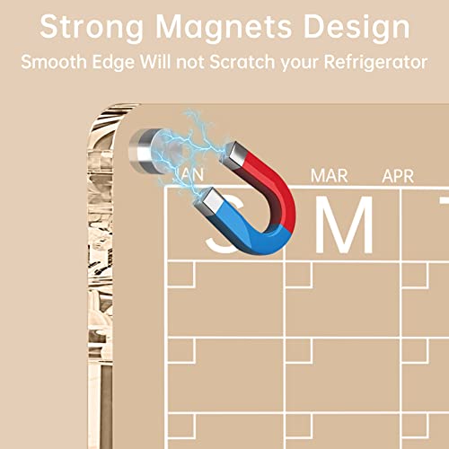 Acrylic Magnetic Dry Erase Board Calendar for Fridge,17”x12\