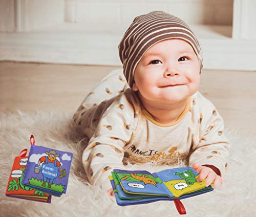 Smart Novelty Babies First Soft Books - Non-Toxic Colorful Crinkle Cloth Books for Babies and Toddlers Early Education Toy Baby Gift - Pack of 6 Soft Cloth Books