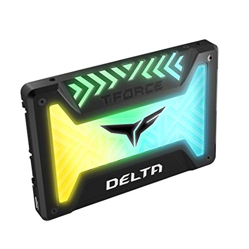 TEAMGROUP T-Force Delta RGB 1TB with DRAM 3D NAND TLC 2.5 Inch SATA III Internal Solid State Drive 5V RGB Header (Read/Write Speed up to 560/510 MB/s) for PC Desktop Black T253TR001T3C313