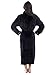 Womens Robe Plush Coral Velvet Spa Bathrobe w/ Satin Trim, BLKSIL