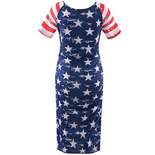 Bhome American Flag Maternity Bodycon Dress 4th of July Independence Day Pregnancy Dresses L