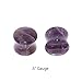 Pair of Double Flare Genuine Amethyst Stone Organic Ear Plugs 10G-1