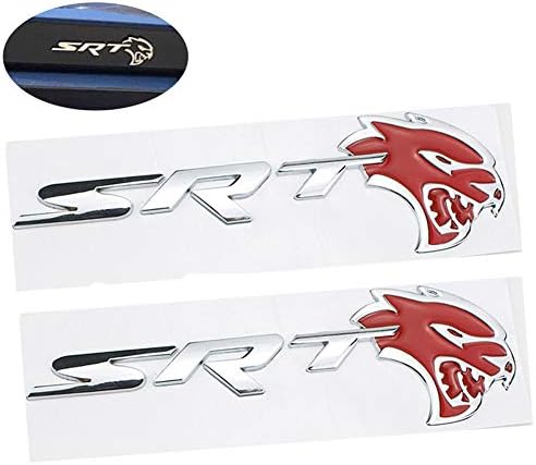 Windcar 2pcs DODGE CHARGER HELLCAT SRT Hell Cat Fender Trunk Emblem Badges for Dodge Challenger Charger (Red)