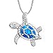 Morenitor 925 Sterling Silver Necklace with Created Opal Turtle Pendant Jewelry for Women Gift, 18 inches