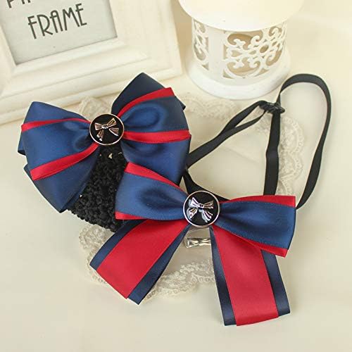 OLIJU British high end Custom Handmade Hair Styling Clip Jewelry Bow tie Suit Waiter Bank from Flowers Women Girls red White Blue (Butterfly Combination