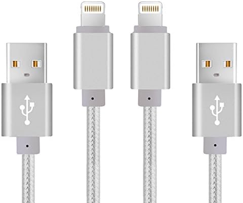 2 Pack 6FT+10FT Grey Color Nylon Braided Aluminum Alloy Case Iphone Charger MFI Certified Lightning USB Cable 8 Pin Charging Wire Cord for Ios iphone 7 and Ipad Air ipad Mini (Grey)