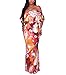 Suimiki Vintage Ruffle Plain Floral Printed Off Shoulder Bodycon Long Party Maxi Dress Orange A X-Large
