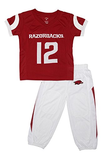 FAST ASLEEP NCAA Arkansas Razorbacks Boys Toddler/Junior Football Uniform Pajamas, Size 4T, Red/White
